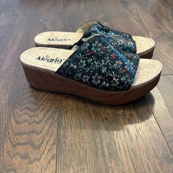 Alegria Triniti Floral Platform Leather Comfort Sandal Womens Size 38 - Picture 5 of 11